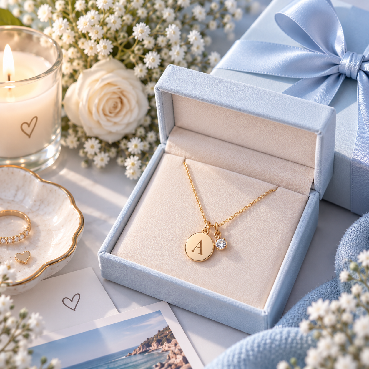 1-Year Anniversary Gifts for Girlfriend: Initial Pendant Necklace
