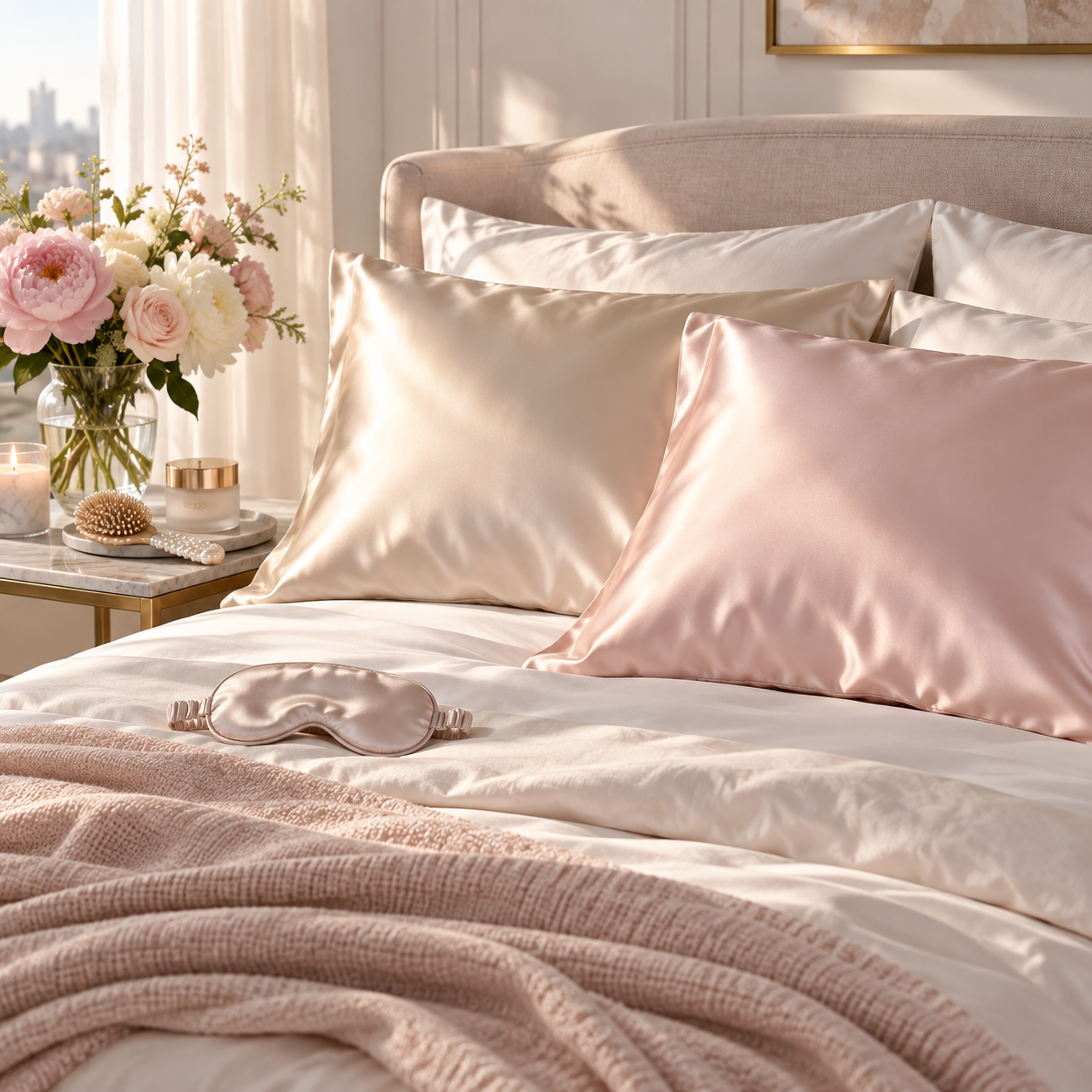 1-Year Anniversary Gifts for Girlfriend: Silk Pillowcase Set