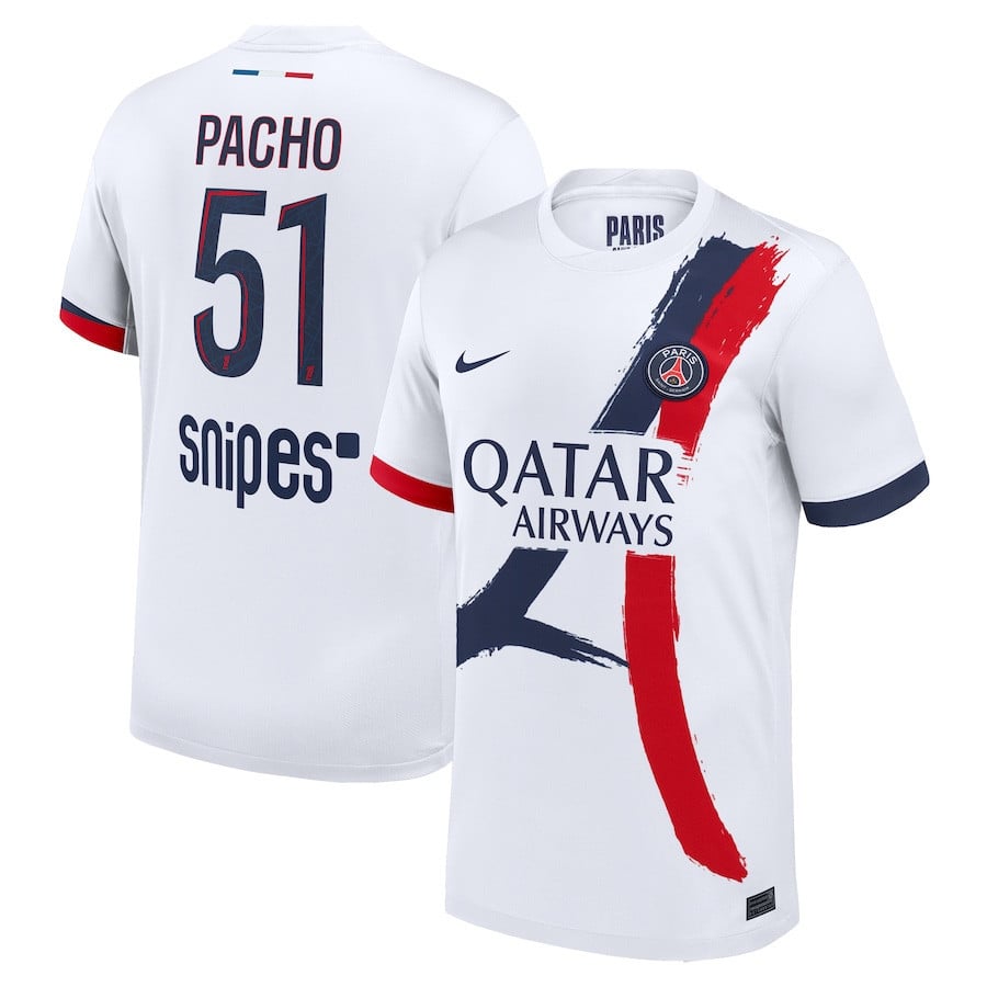 Willian Pacho 51 Paris Saint-Germain 2024/25 Away Men Jersey - White