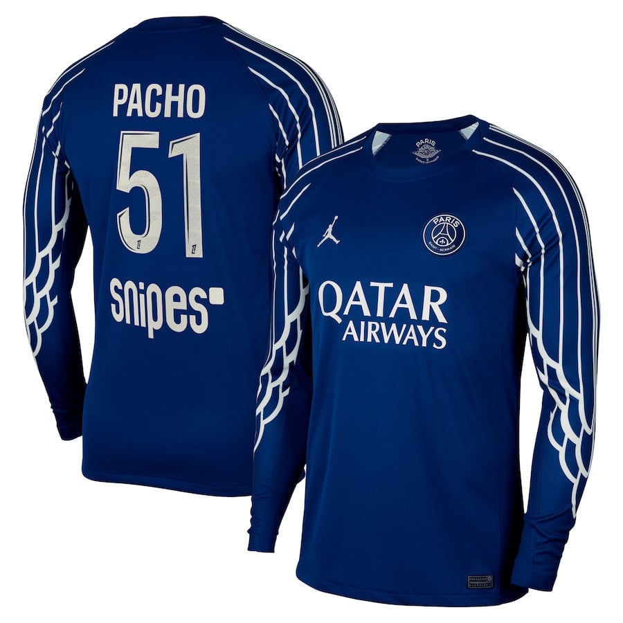 Willian Pacho 51 Paris Saint-Germain 2024/25 Fourth Long Sleeve Men Jersey - Dark Blue