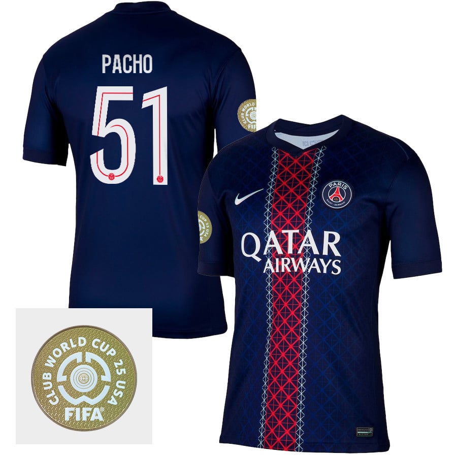 Willian Pacho 51 Paris Saint-Germain 2025/26 FIFA Club World Cup 25 USA Patch Home Men Jersey - Navy