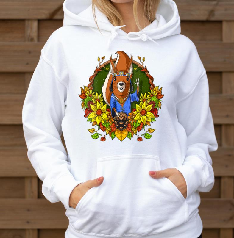 Womens Squirrel Hippie Sunflowers Forest Animal - Unisex Hoodie
