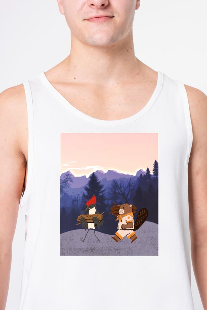 Woodpecker and Beaver_ Wildlife Animal Campers - Unisex Tank Top