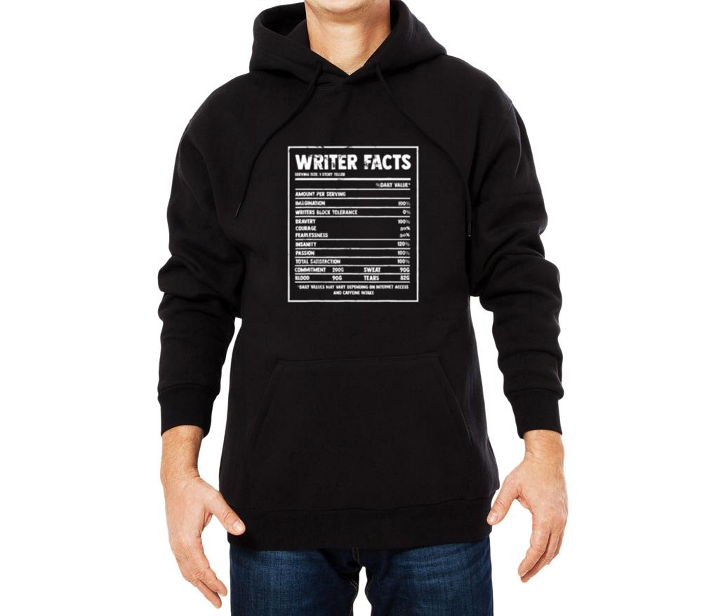 Writer Nutrition Facts Famous Novel Author Graphic - Unisex Hoodie