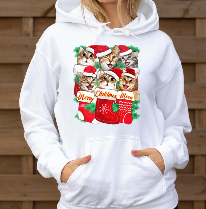 Xmas Cats inside Stocking for Christmas - Unisex Hoodie