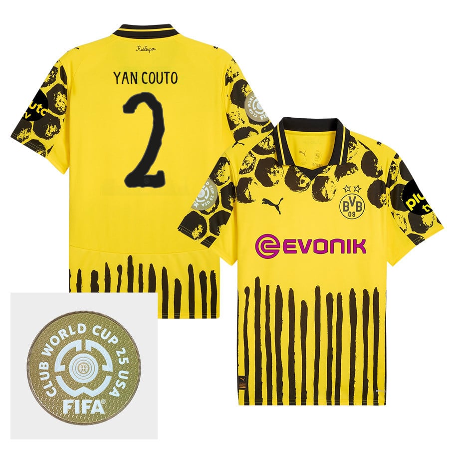 Yan Couto 2 Borussia Dortmund x KidSuper 2025/26 FIFA Club World Cup 25 USA Patch Men Jersey - Yellow