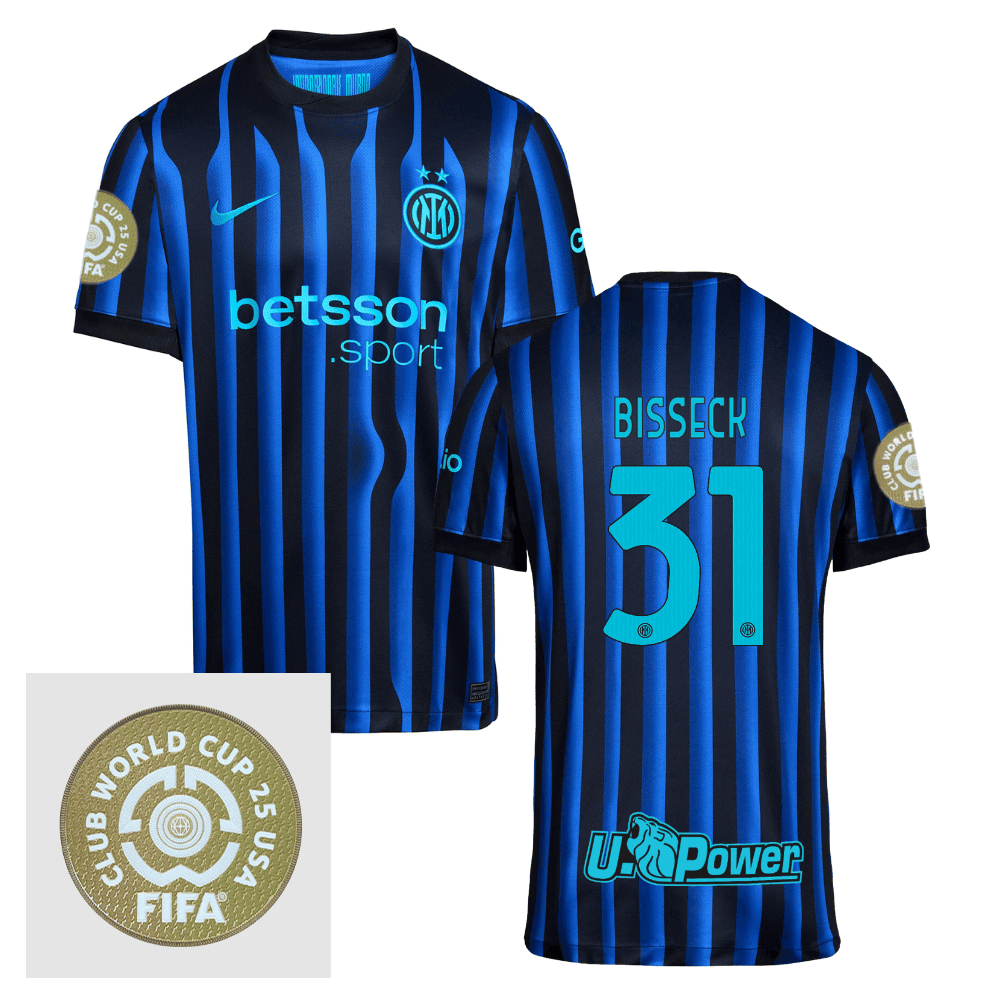 Yann Aurel Bisseck 31 Inter Milan FIFA Club World Cup 25 USA Patch Home Men Jersey - Blue