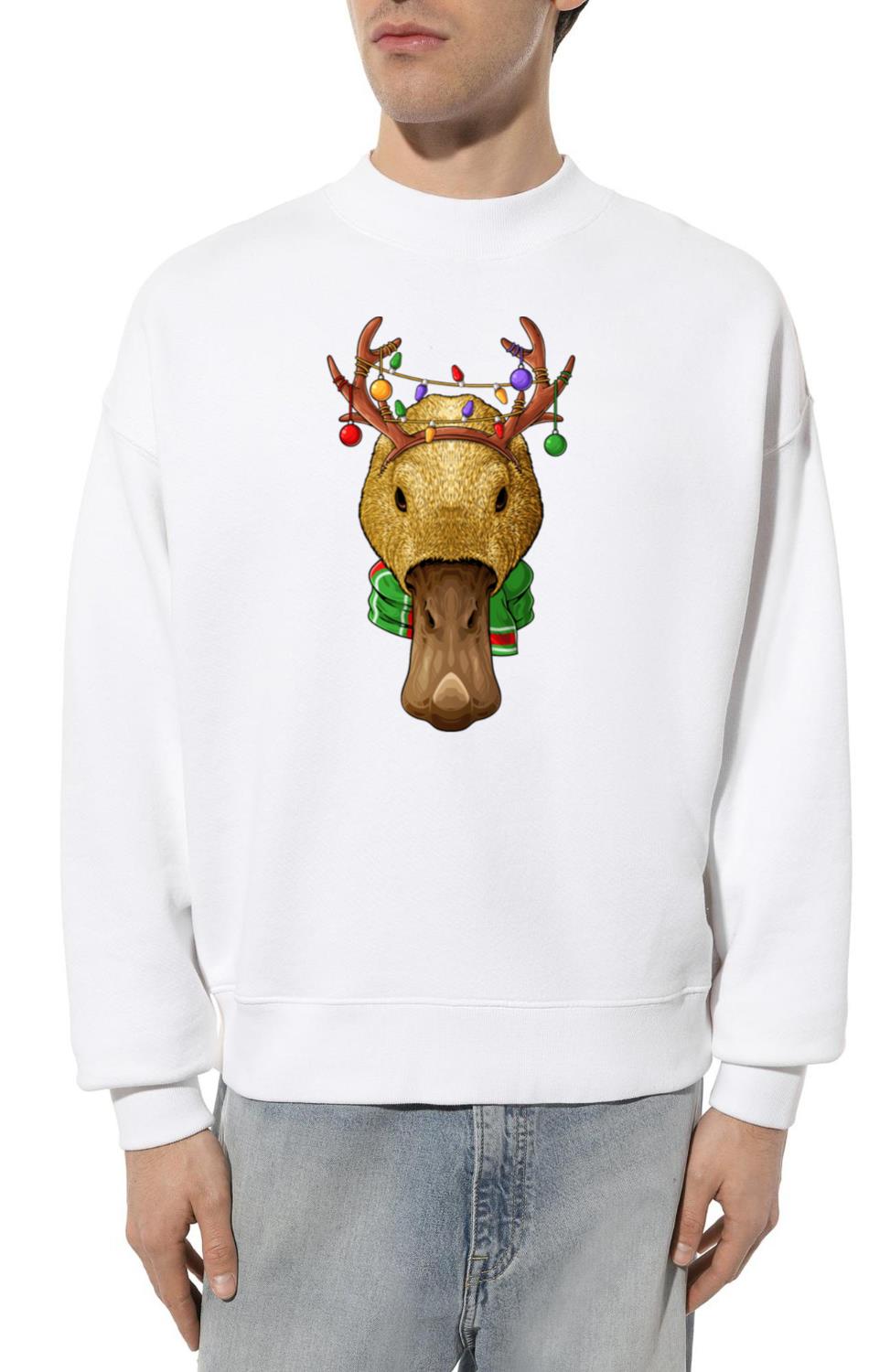 Yellow Duck Reindeer Antlers Cute Christmas Animal - Unisex Sweatshirt