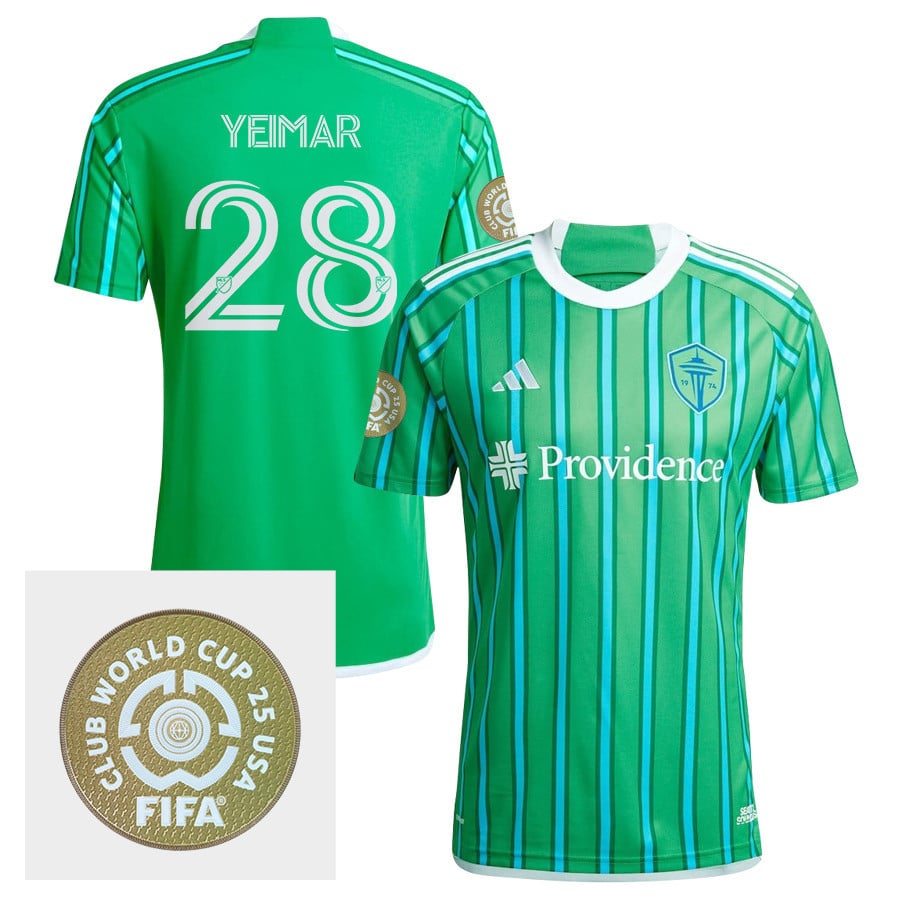 Yimar Gomez Andrade 28 Seattle Sounders FC 2024 The Anniversary Kit FIFA Club World Cup 25 USA Patch Men Jersey - Green