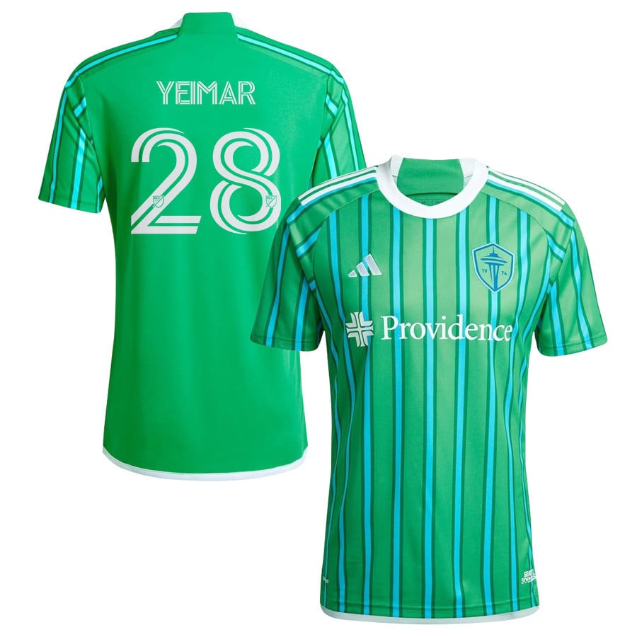 Yimar Gomez Andrade 28 Seattle Sounders FC 2024 The Anniversary Kit Men Jersey - Green