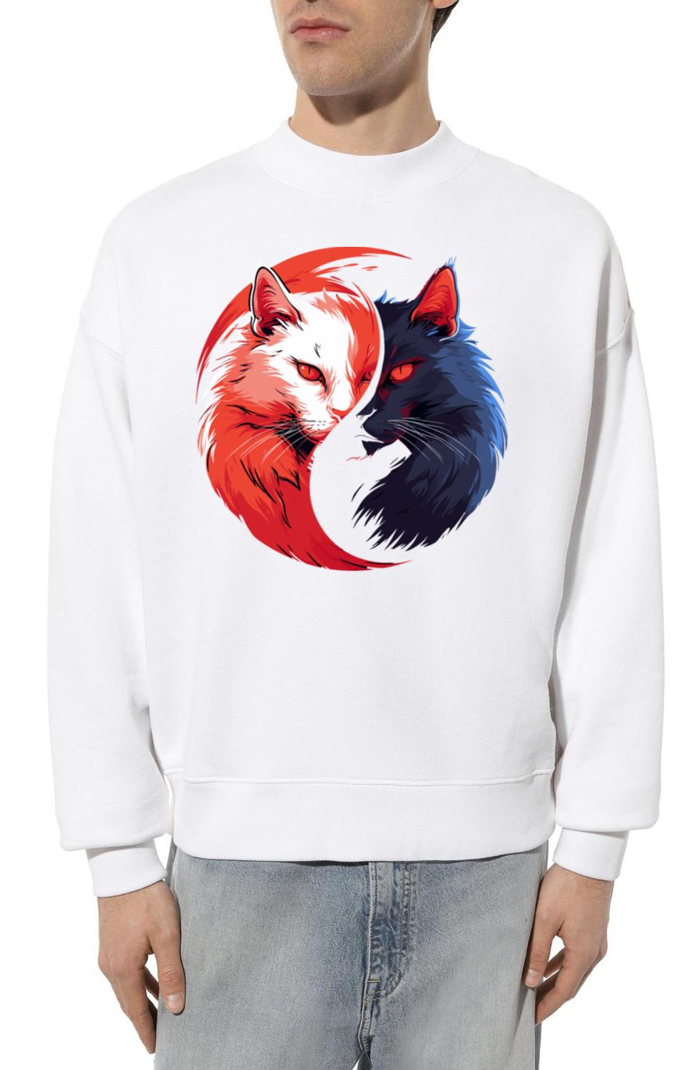 Yin Yang Cats Black and White Cat Art for a Cat_1 - Unisex Sweatshirt