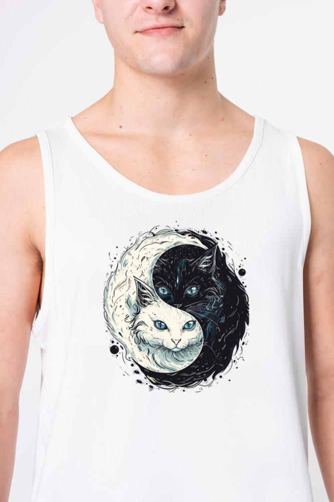 Yin Yang Cats Black and White Cat Art for a Cat_2 - Unisex Tank Top