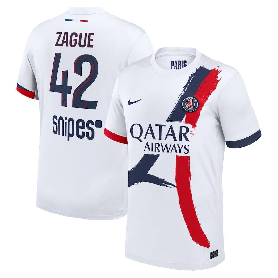 Yoram Zague 42 Paris Saint-Germain 2024/25 Away Men Jersey - White