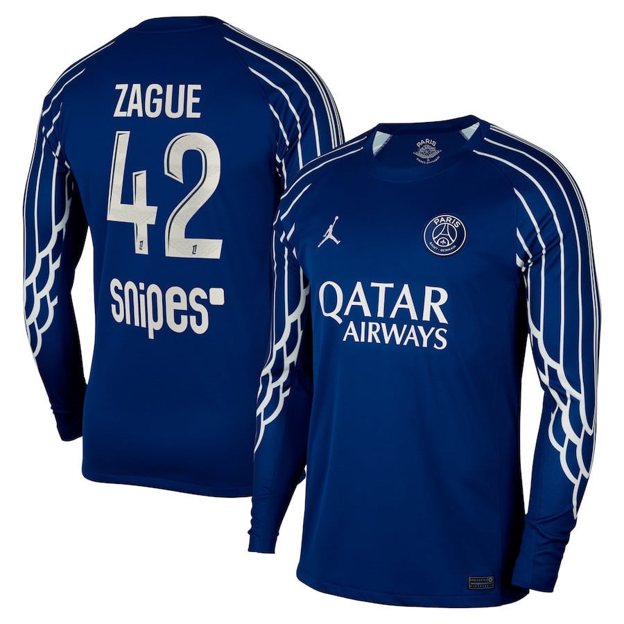Yoram Zague 42 Paris Saint-Germain 2024/25 Fourth Long Sleeve Men Jersey - Dark Blue