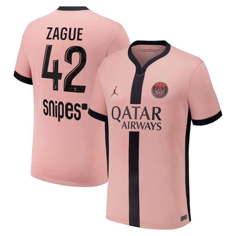 Yoram Zague 42 Paris Saint-Germain 2024/25 Third Men Jersey - Pink