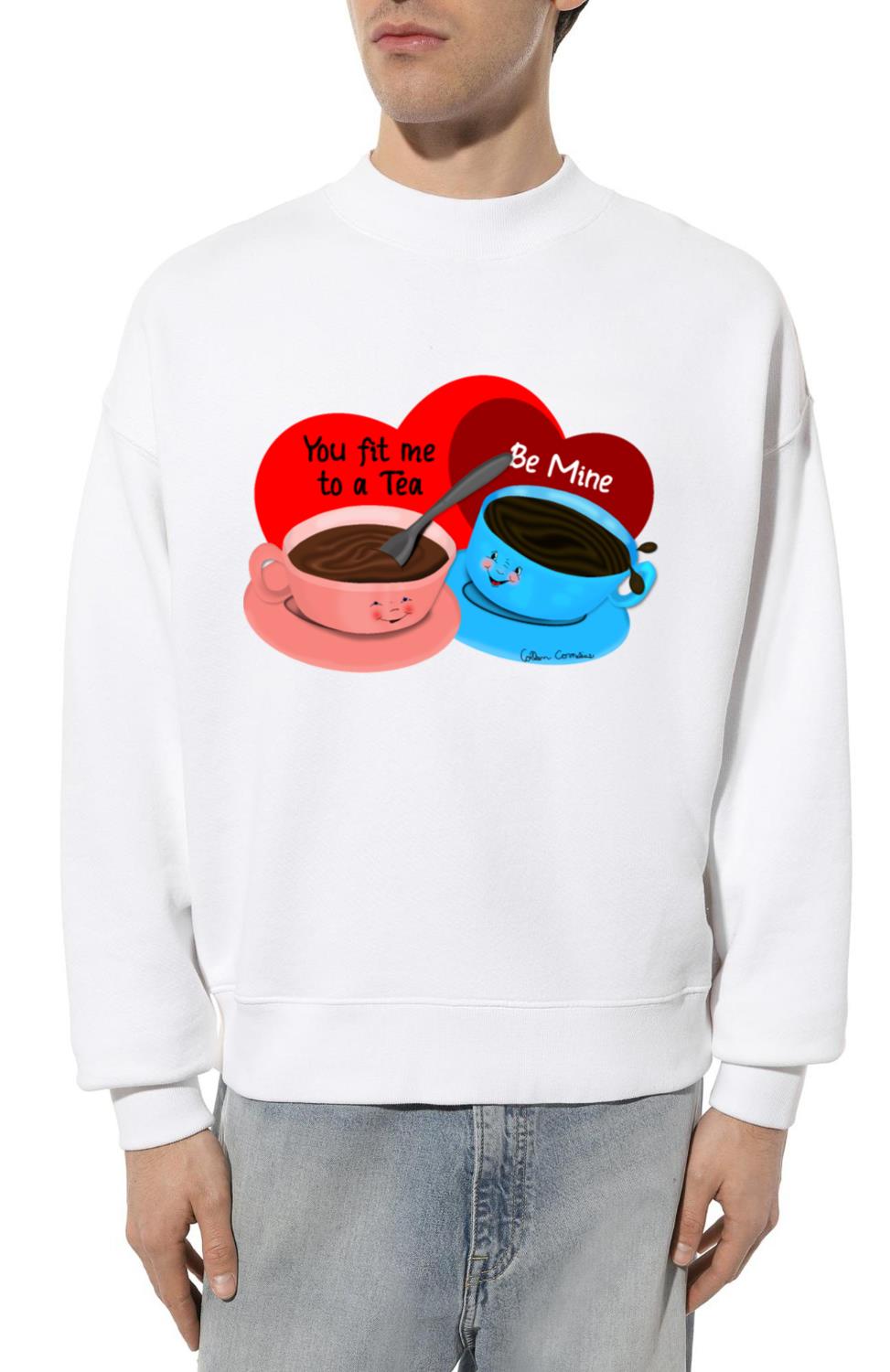 You Fit Me To A Tea Retro-Feel Cartoon Valentine - Unisex Sweatshirt