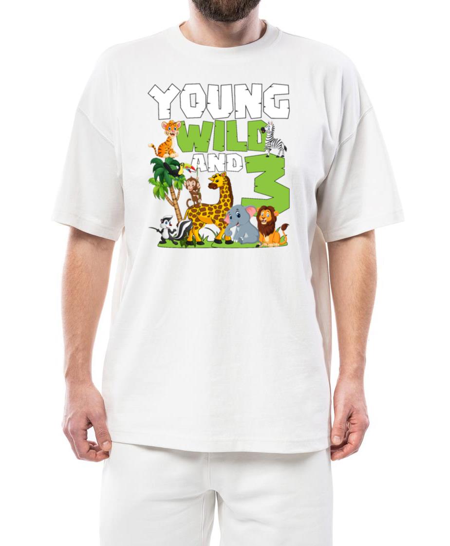 Young Wild And 3 _ Safari Animal Themed Birthday - Unisex Standard T-Shirt