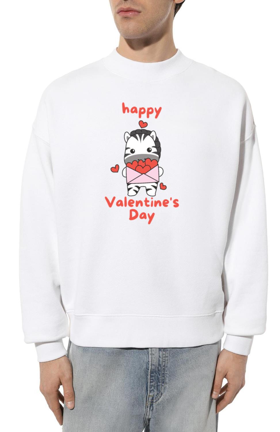 Zebra For Valentine's Day Cute Animals With Hearts - Unisex Sweatshirt