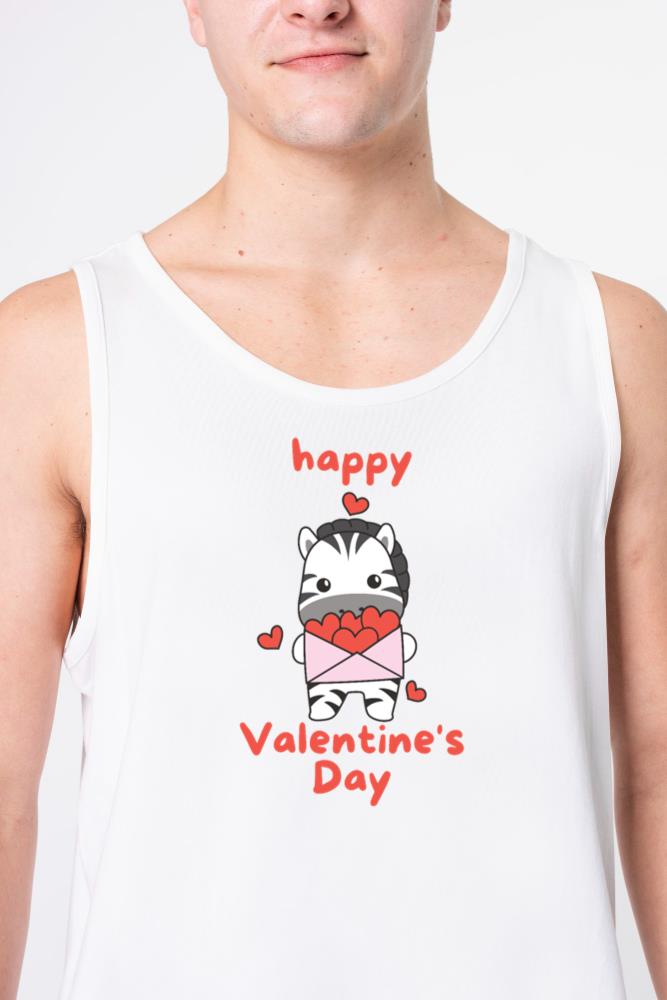 Zebra For Valentine's Day Cute Animals With Hearts - Unisex Tank Top