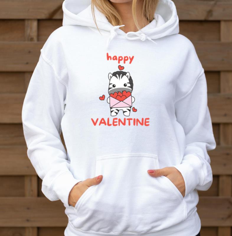 Zebra For Valentine's Day Cute Animals With Hearts_1 - Unisex Hoodie