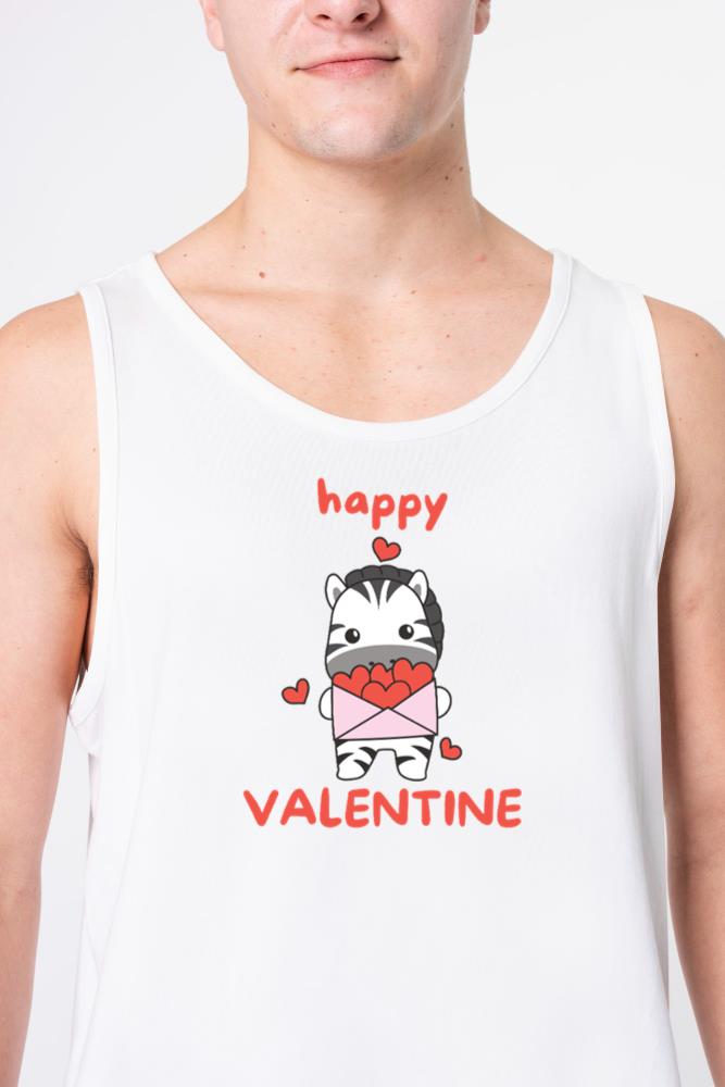 Zebra For Valentine's Day Cute Animals With Hearts_1 - Unisex Tank Top