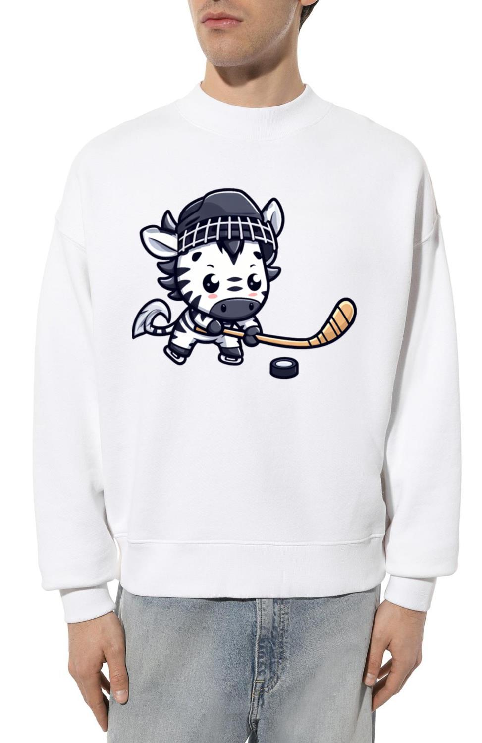 Zebra Hockey Player - Animal Fun on Ice - Unisex Sweatshirt