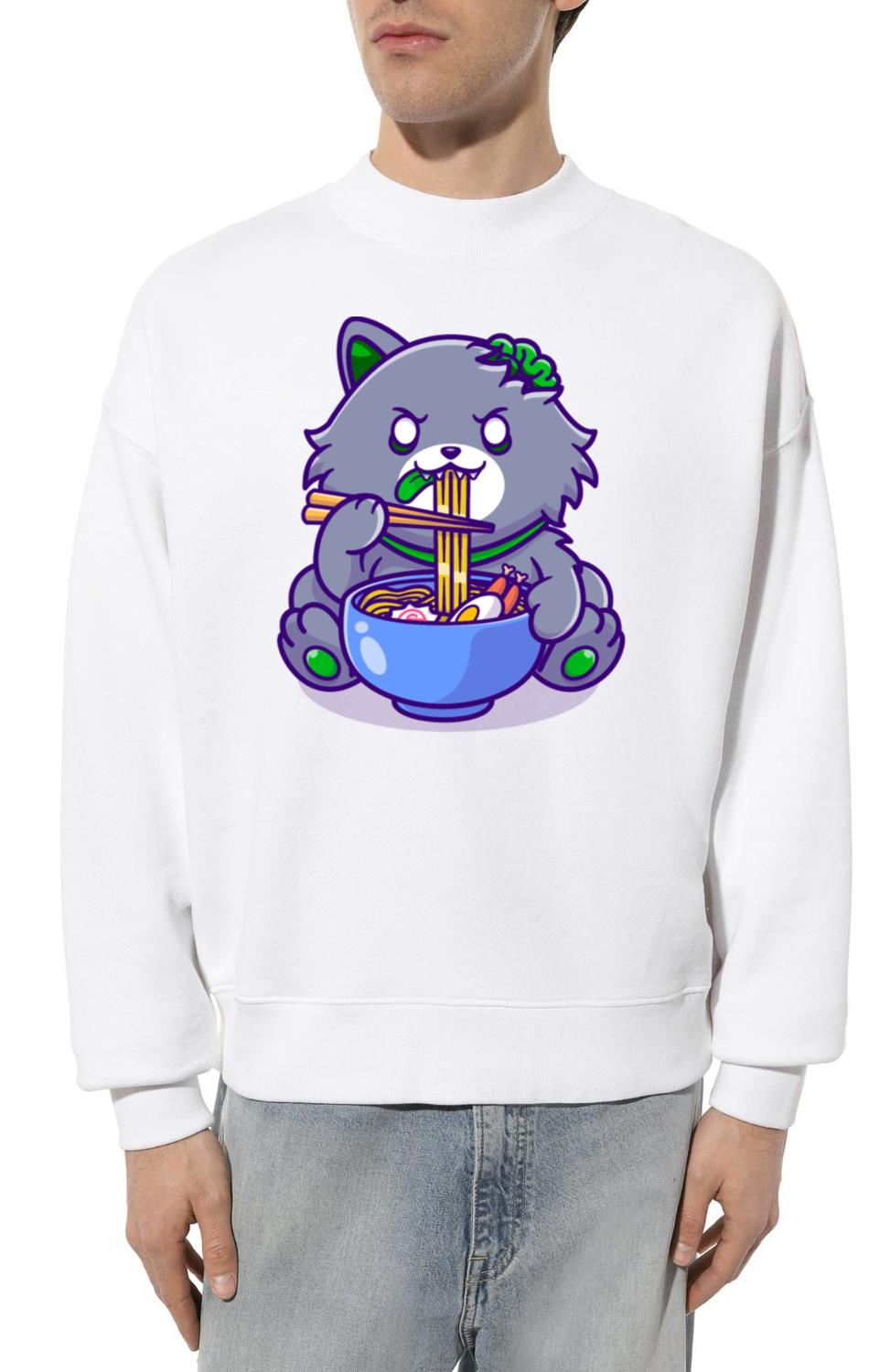 Zombie Cat eating Ramen - Unisex Sweatshirt